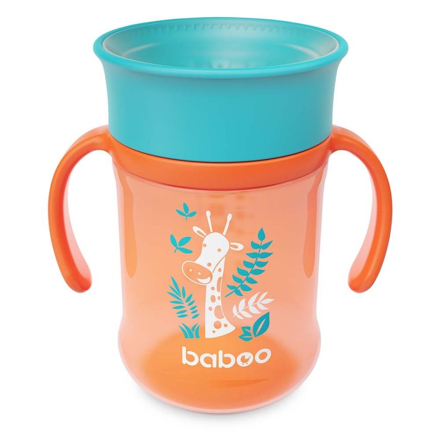 Магазин обуви Чашка непроливайка BABOO 8-134 360°, 300 мл, Safari, оранжевая, 6+ мес