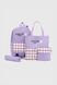 Рюкзак+сумка+косметичка+пенал для дівчинки 119150 Клітинка Бузковий (2000990514615A)