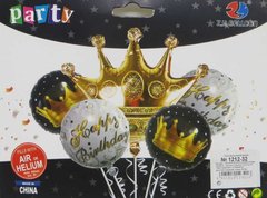 Магазин взуття Набір фольгованих кульок "Happy birthday-корона" 1212-32