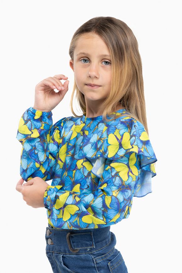 Магазин взуття Блуза з візерунком для дівчинки Метелик Синій