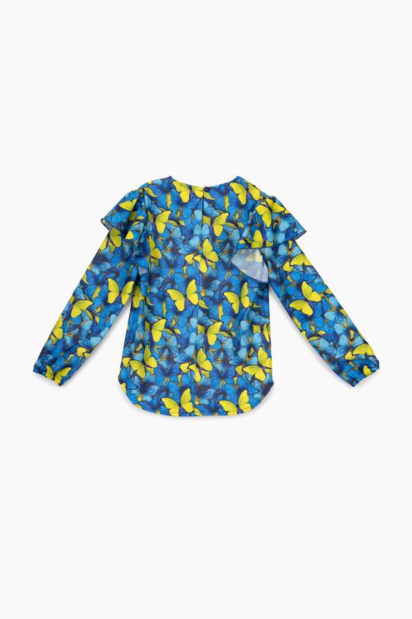 Магазин обуви Блуза с узором для девочки Бабочка Синий