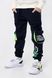 Спортивні штани для хлопчика манжет з принтом Hees 2035 140 см Темно-синій (2000990162007W)
