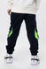 Спортивні штани для хлопчика манжет з принтом Hees 2035 140 см Темно-синій (2000990162007W)