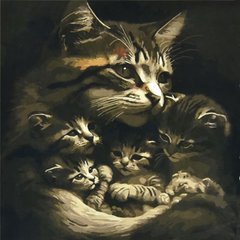 Магазин обуви Набор для росписи по номерам Кошка с котятами АА006