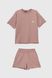 Костюм футболка + шорты однотонный женский Poncik 24126 XL Пудровый (2000990609366S)