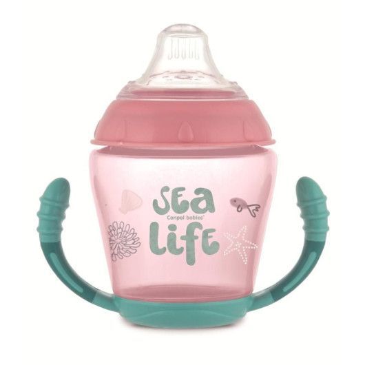 Магазин взуття Canpol babies Кружка непроливайка з м'яким силіконовим носиком 230 мл Sea Life - рожева 56/501_pin (5903407565019)