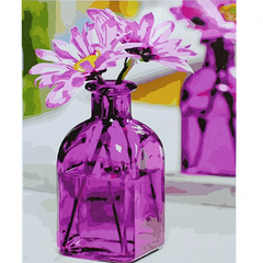 Магазин обуви Набор для росписи Герберы в розовой бутылке Strateg с лаком и уровнем размером 40х50 см (SY6886)